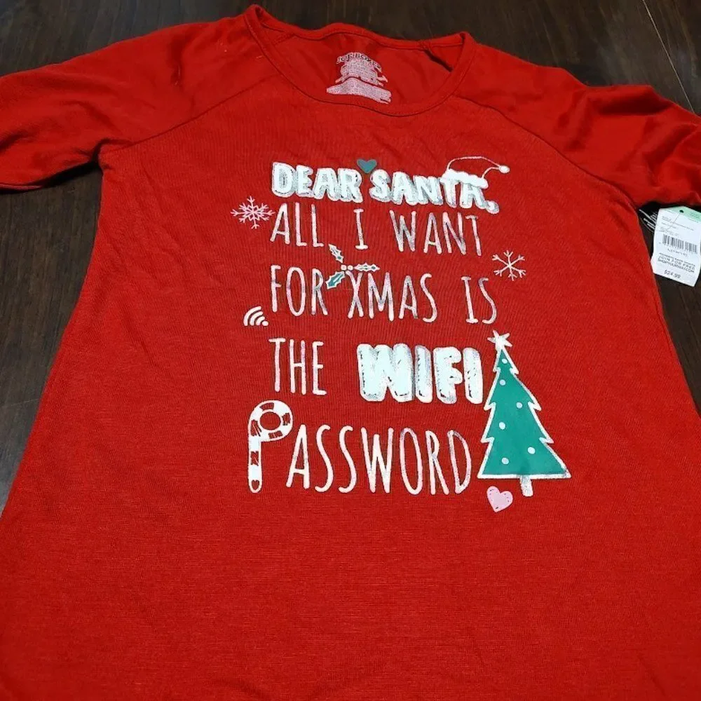 New Joe Boxer  Santa All I Want For Christmas Is the Wifi Password Girl's 10/12